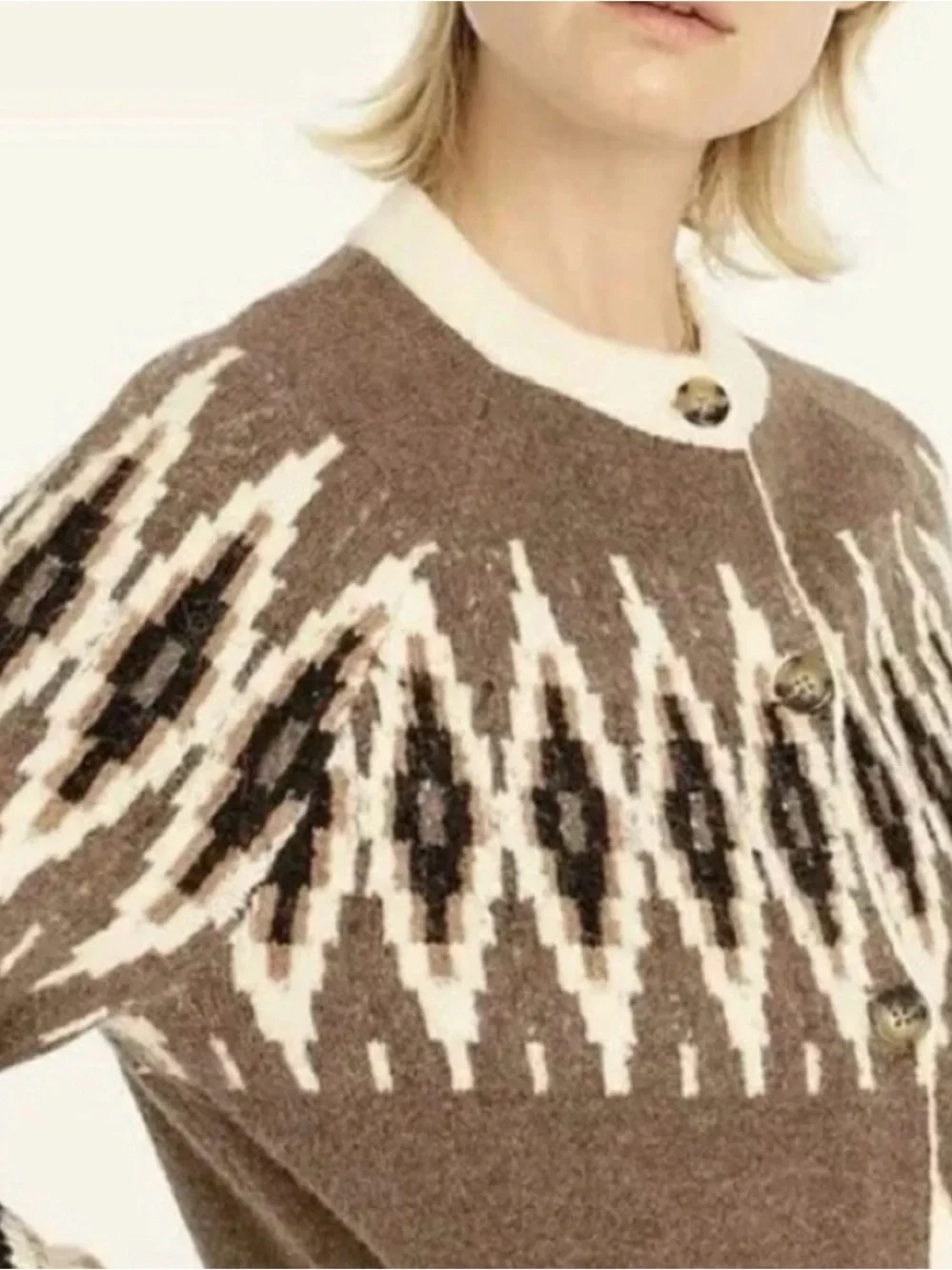 Perfect J.Crew Fair Isle Cardigan in Heather Fawn Muslin Alpaca/Wool Sweater